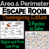 Area and Perimeter Game: Geometry Escape Room Thanksgiving