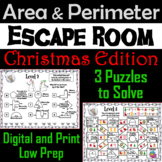 Area and Perimeter Game: Geometry Escape Room Christmas Ma