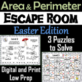 Area and Perimeter Game: Geometry Escape Room Easter Math 