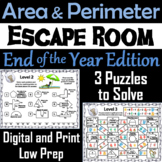 Area and Perimeter Game: Geometry Escape Room End of Year 