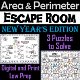 Area and Perimeter Game: Geometry Escape Room New Year's M