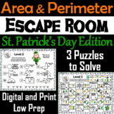 Area and Perimeter Game: Geometry Escape Room St. Patrick'