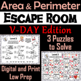 Area and Perimeter Game: Geometry Escape Room Valentine's 