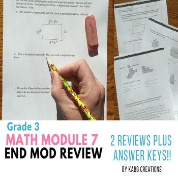 Preview of Area and Perimeter Grade 3 End Mod 7 Reviews & Answer Keys