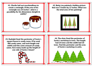 Area and Perimeter Holiday Task Cards- Common Core! by The Chalkboard Lady