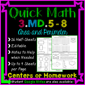 Preview of Area and Perimeter Homework - Area and Perimeter Math Centers