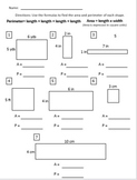 Area and Perimeter Homework