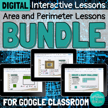 Preview of DIGITAL Area and Perimeter Interactive Lessons Bundle for Google Classroom