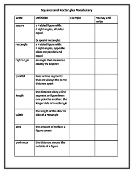 Preview of Area and Perimeter Interactive Vocab