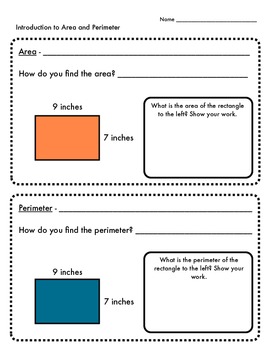 Preview of Area and Perimeter Intro Graphic Organizers