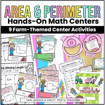 Preview of Area and Perimeter Math Centers | Hands-On 3rd Grade Measurement Activities