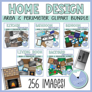 Preview of Area and Perimeter Clip Art- Home Design Clipart Bundle