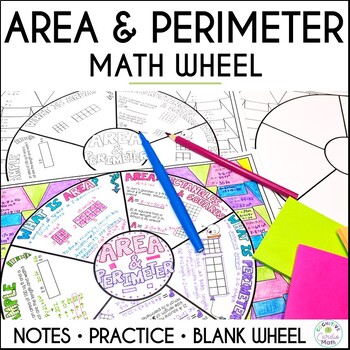 Preview of Area and Perimeter Math Doodle Wheel for 4th Grade Guided Notes and Practice