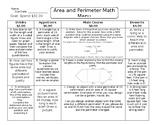 Area and Perimeter Math Menu