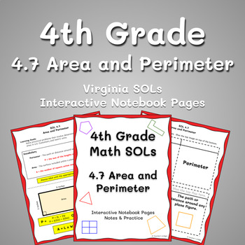 Preview of Area and Perimeter Math SOL 4.7 Interactive Notes