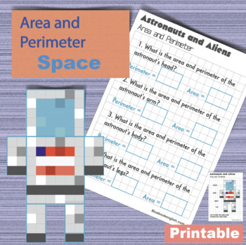 Preview of Area and Perimeter Math Unit Space Astronauts Aliens Worksheet Colaboration