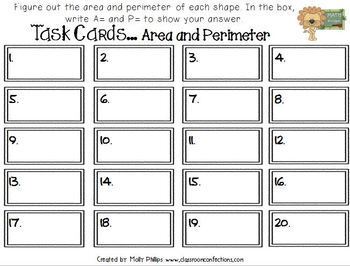 4th Grade Math: Area and Perimeter Task Cards by Elementary Lesson Plans