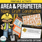 Area and Perimeter Name Craft Activity Construction Theme
