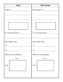 Area and Perimeter Note Page