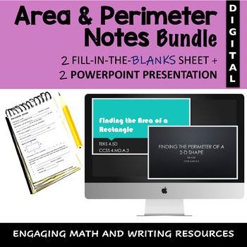 Preview of Area and Perimeter Notes for Interactive Notebooks