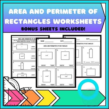 Preview of Area and Perimeter of Rectangles Worksheets- Find Missing Sides