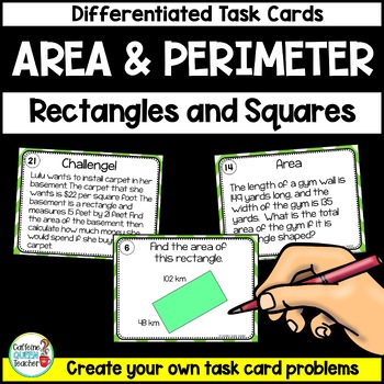 Preview of Area and Perimeter of Rectangles and Squares Task Cards