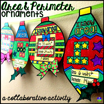 Preview of Finding Area and Perimeter Christmas Holiday Math Ornaments Activity