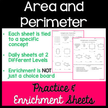 Preview of 3rd Grade Area and Perimeter Differentiated Worksheets - 3rd Grade Math