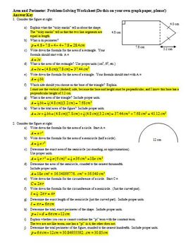 Area and Perimeter Problem-Solving worksheet with Answer Key (Editable)