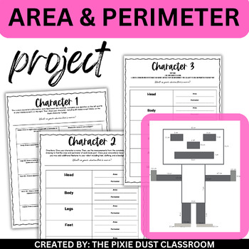 Preview of Area and Perimeter Worksheets Fifth Grade Math Measurement No Prep Centers