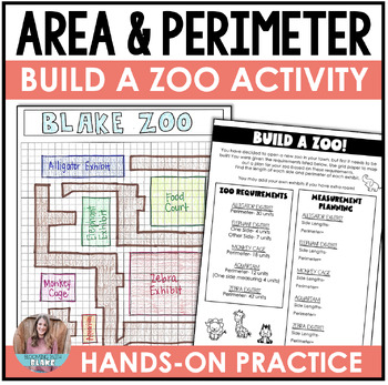 Preview of Area & Perimeter Project - Build a Zoo Digital & Print Math Activity - 3rd, 4th