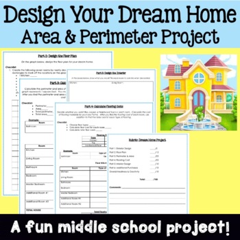 Preview of Area and Perimeter Project - Design a Dream Home