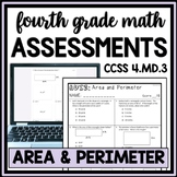 4th Grade Area & Perimeter Quiz Worksheets, Review Test, M