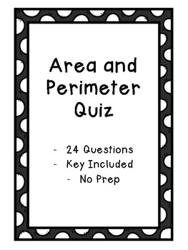 Preview of Area and Perimeter Quiz - Key Included - No Prep