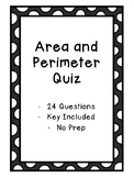 Area and Perimeter Quiz - Key Included - No Prep