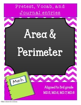 Preview of Area and Perimeter Resource Pack: Vocab cards, Pretest, AND Journal Pages