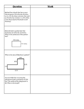 Preview of Area and Perimeter 4th Grade Journal FSA Review