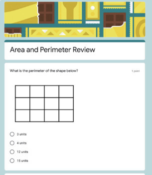 Preview of Area and Perimeter Review- Google Form Remote learning resource 