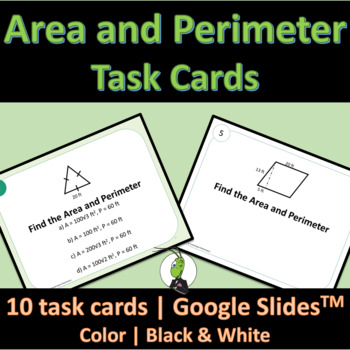 Preview of Area and Perimeter Review Problems Task Cards Geometry and Google Slides