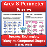 Area and Perimeter Review Puzzles Worksheets 5th 6th 7th G