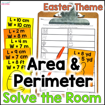 Preview of Area and Perimeter Solve the Room Cards - Easter Math Activity 3rd and 4th Grade