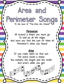Preview of Area and Perimeter Songs FREEBIE