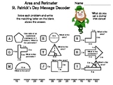 Area and Perimeter St. Patrick's Day Math Activity: Messag