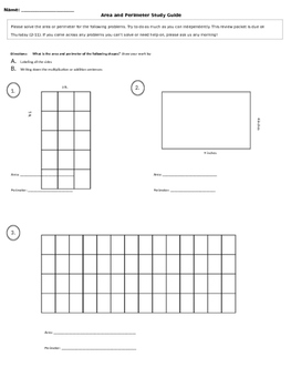 Preview of Area and Perimeter Study Guide