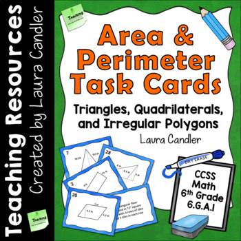 Preview of Area and Perimeter Task Cards 6th Grade CCSS (Printable)