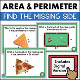 3rd Grade Area & Perimeter Task Cards Missing Side Measurement