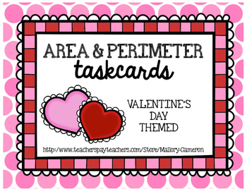 Preview of Area and Perimeter Task Cards - Valentine Theme