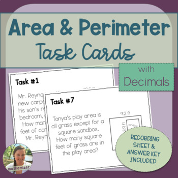 Preview of Area and Perimeter Task Cards with Decimals