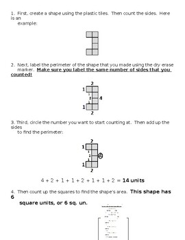 Preview of Area and Perimeter Tiling Activity and Instructions