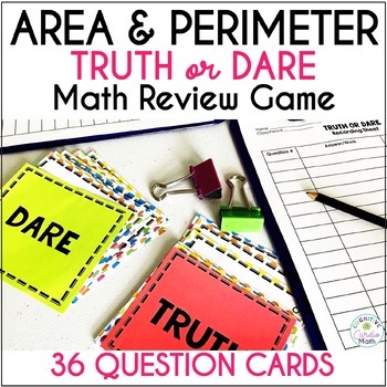 Preview of Area and Perimeter Truth or Dare Math Game Review Activity